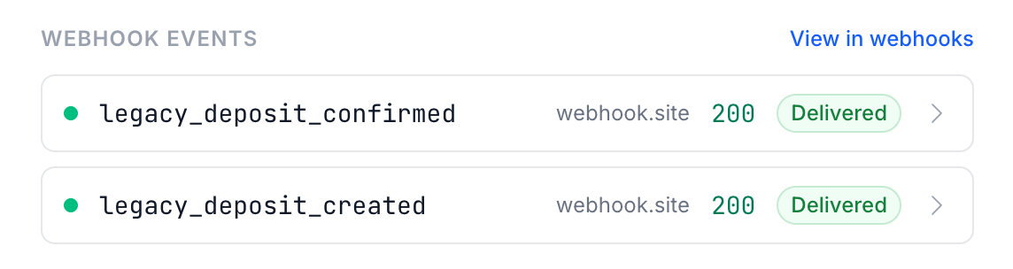 Webhook events on a transaction's details